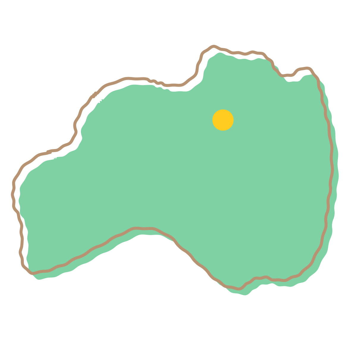 福島県の無料フリーイラスト｜簡易・県庁あり・イラスト風(緑)