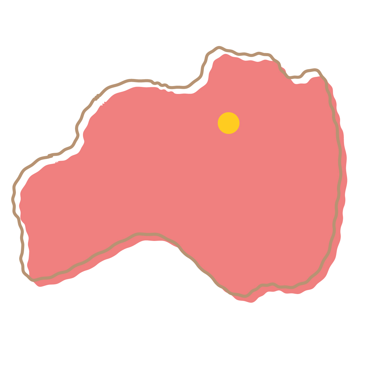 福島県の無料フリーイラスト｜簡易・県庁あり・イラスト風(赤)
