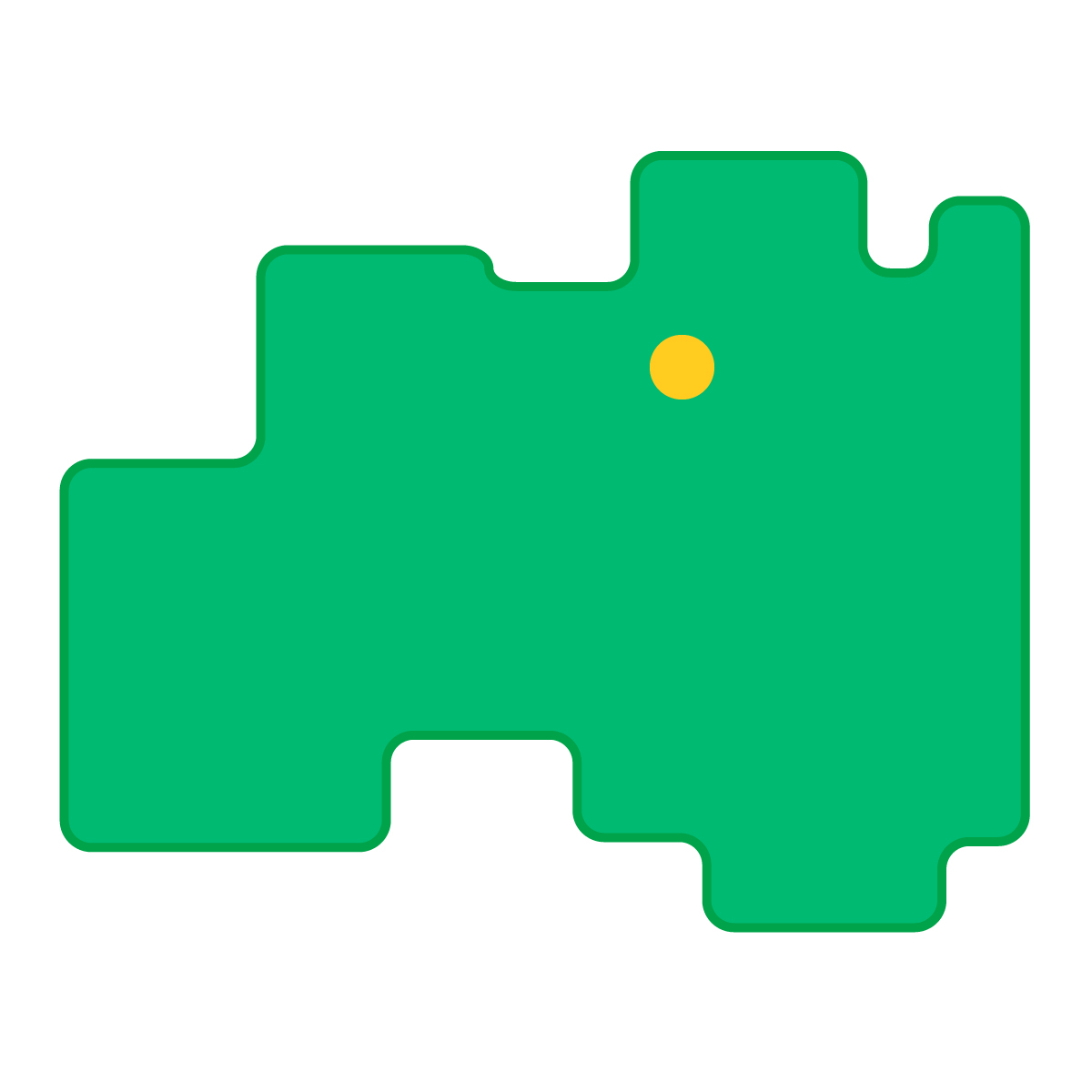 福島県の無料フリーイラスト｜簡易・県庁あり・角丸(緑)