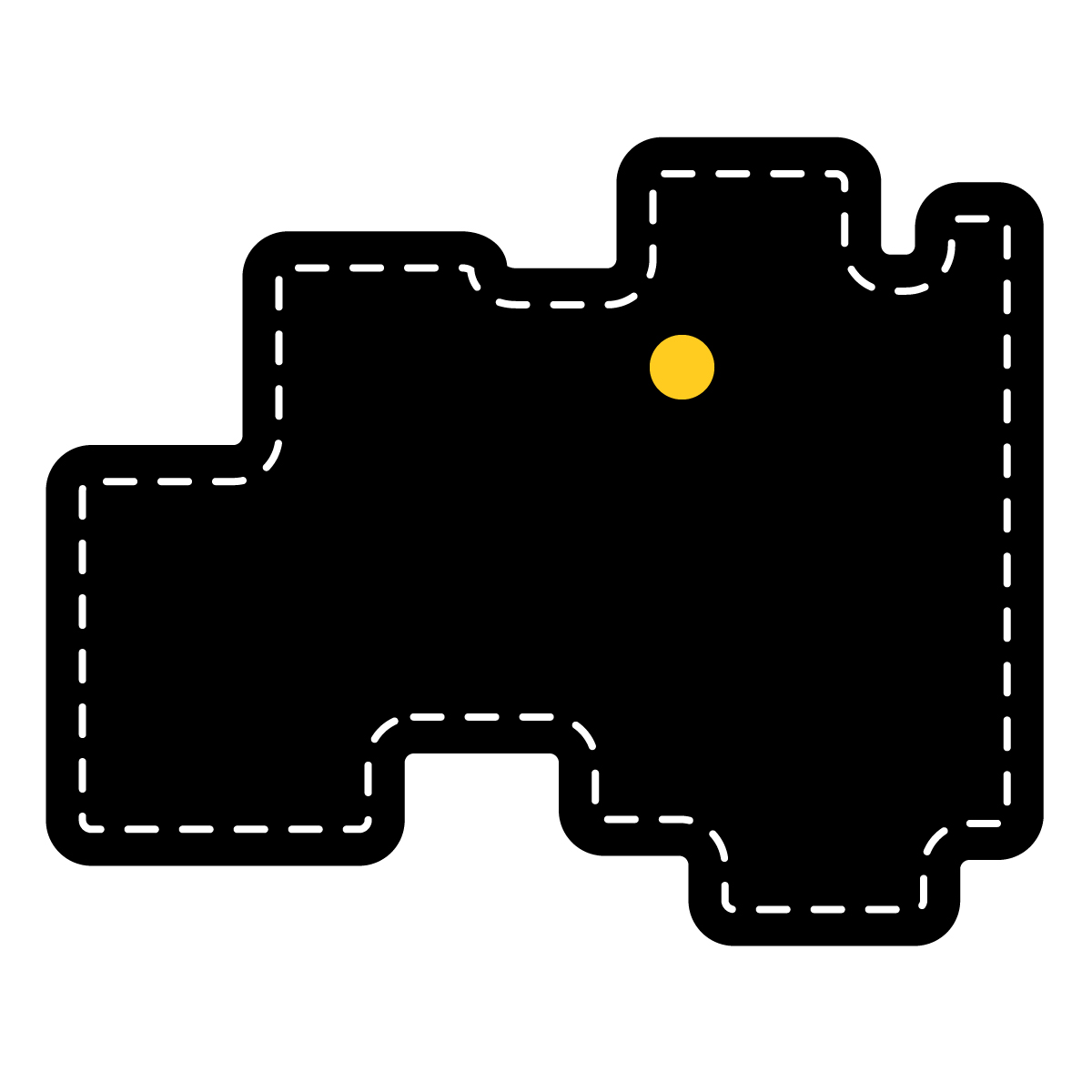 福島県の無料フリーイラスト|簡易・県庁あり・角丸ステッチ(黒)