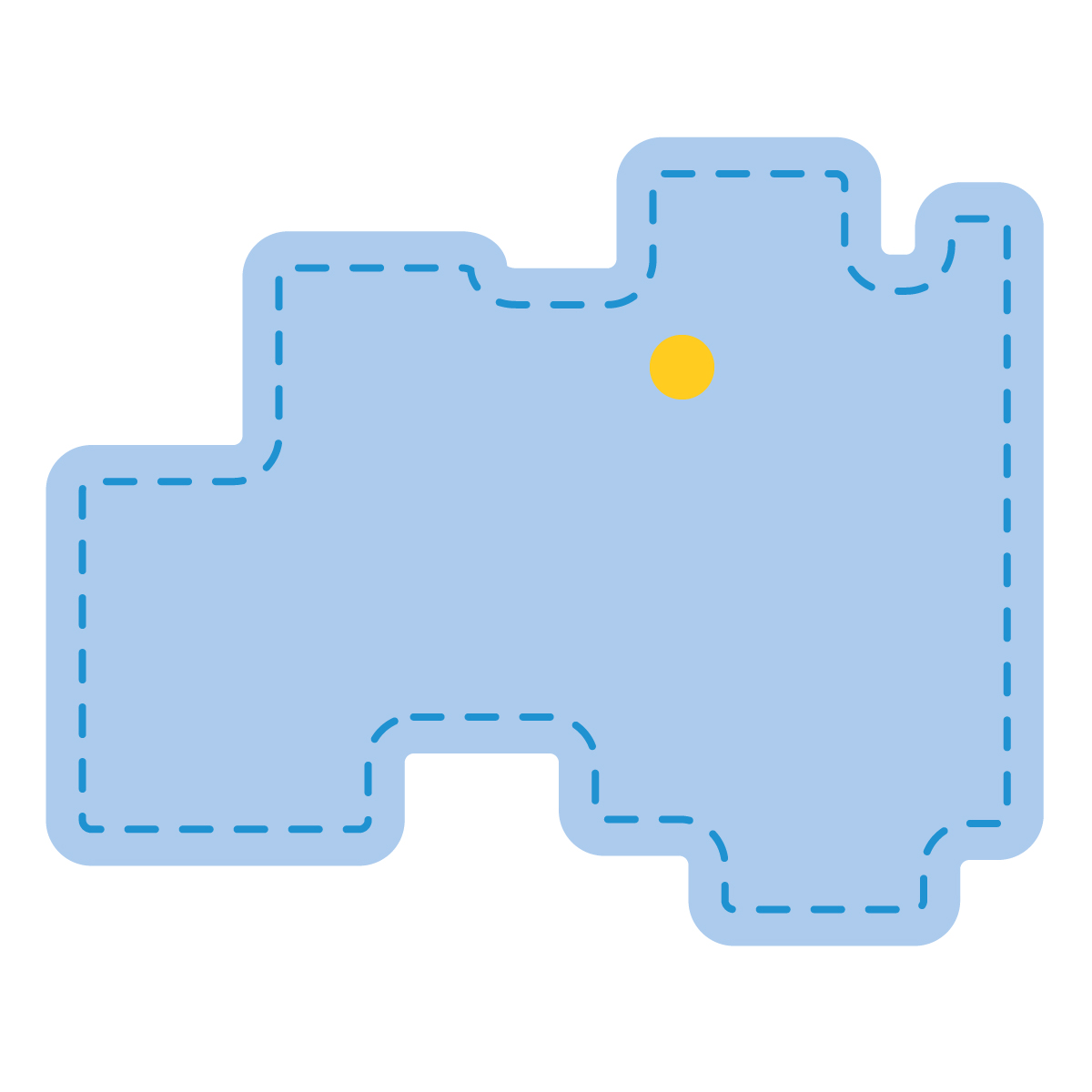 福島県の無料フリーイラスト|簡易・県庁あり・角丸ステッチ(青)