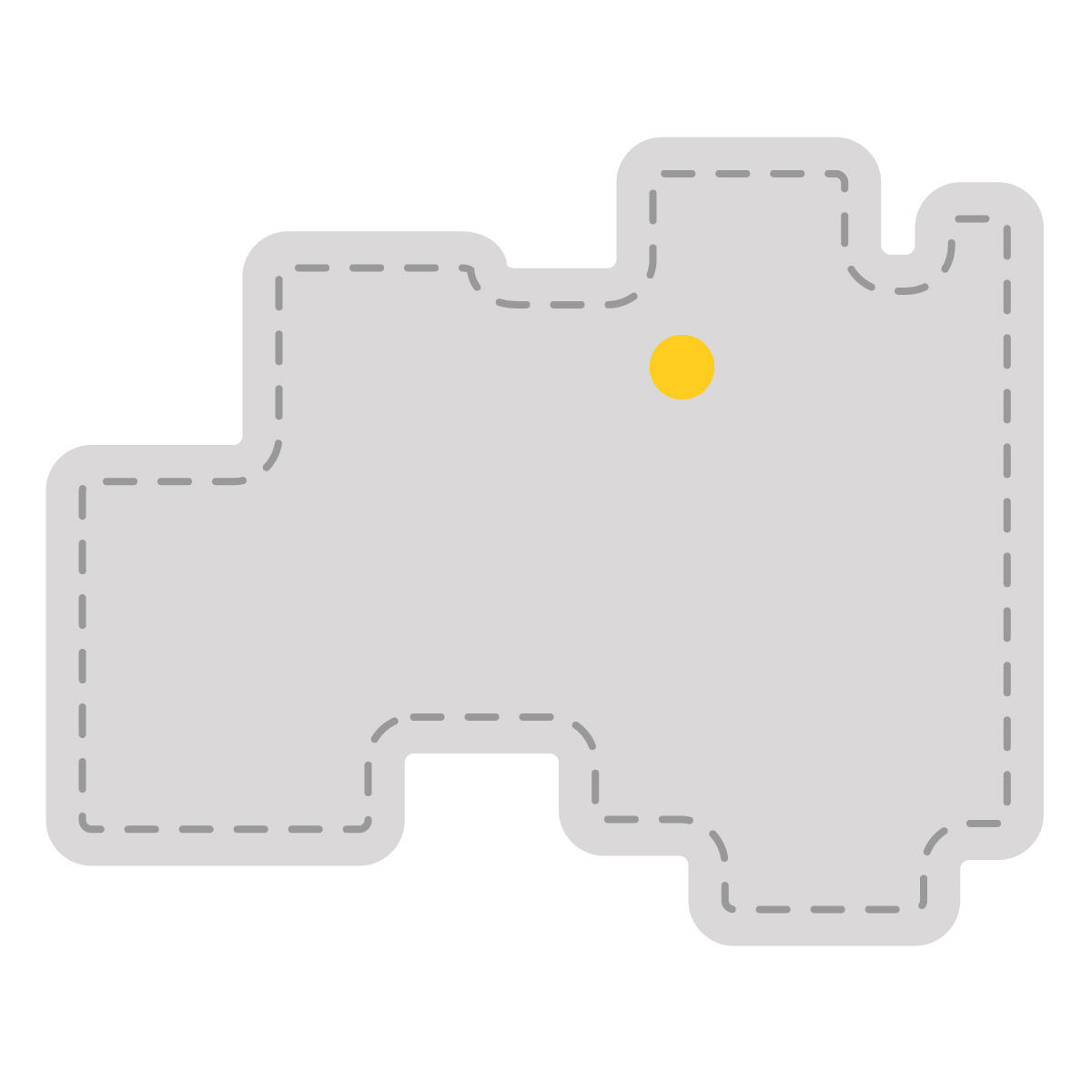 福島県の無料フリーイラスト|簡易・県庁あり・角丸ステッチ(グレー)