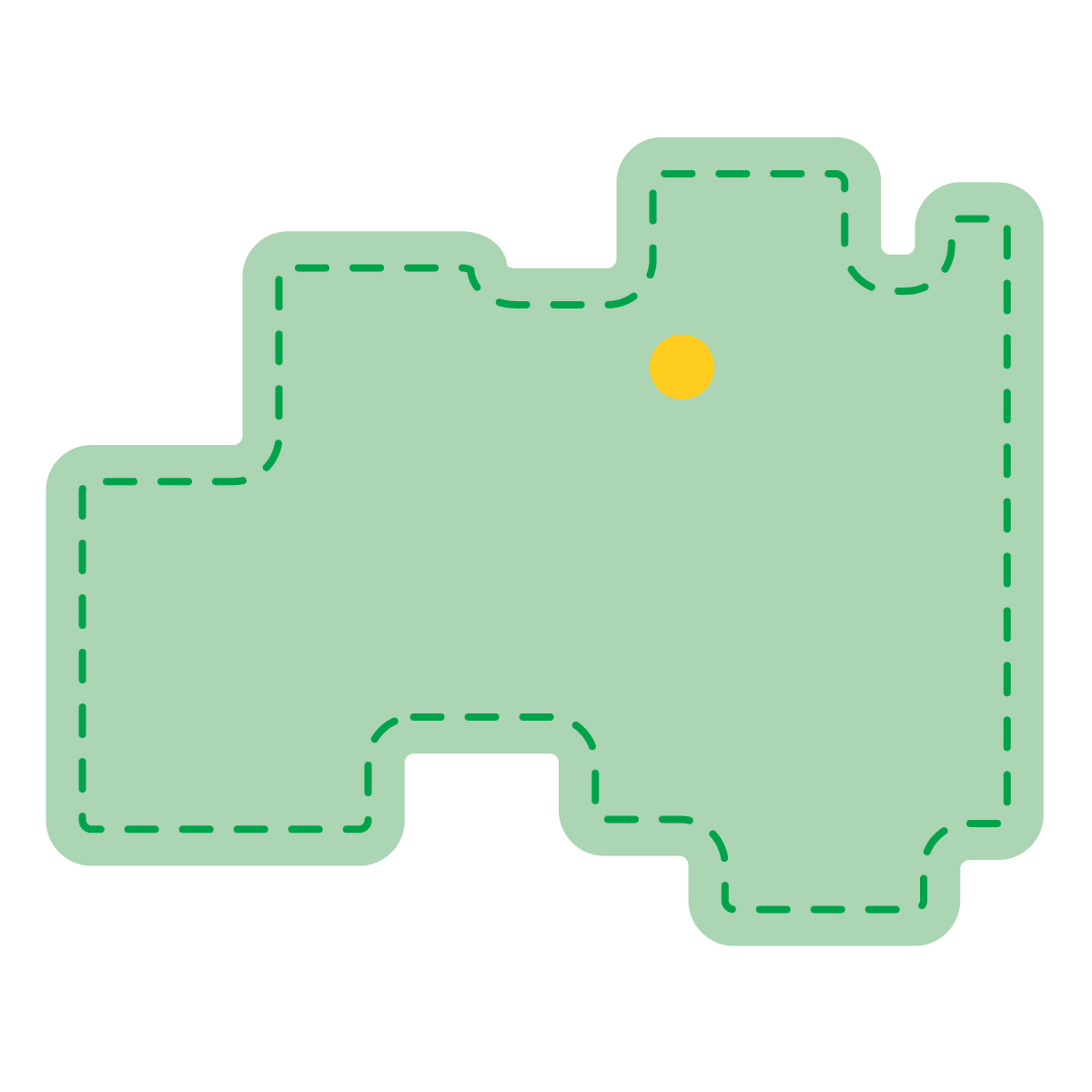 福島県の無料フリーイラスト｜簡易・県庁あり・角丸ステッチ(緑)