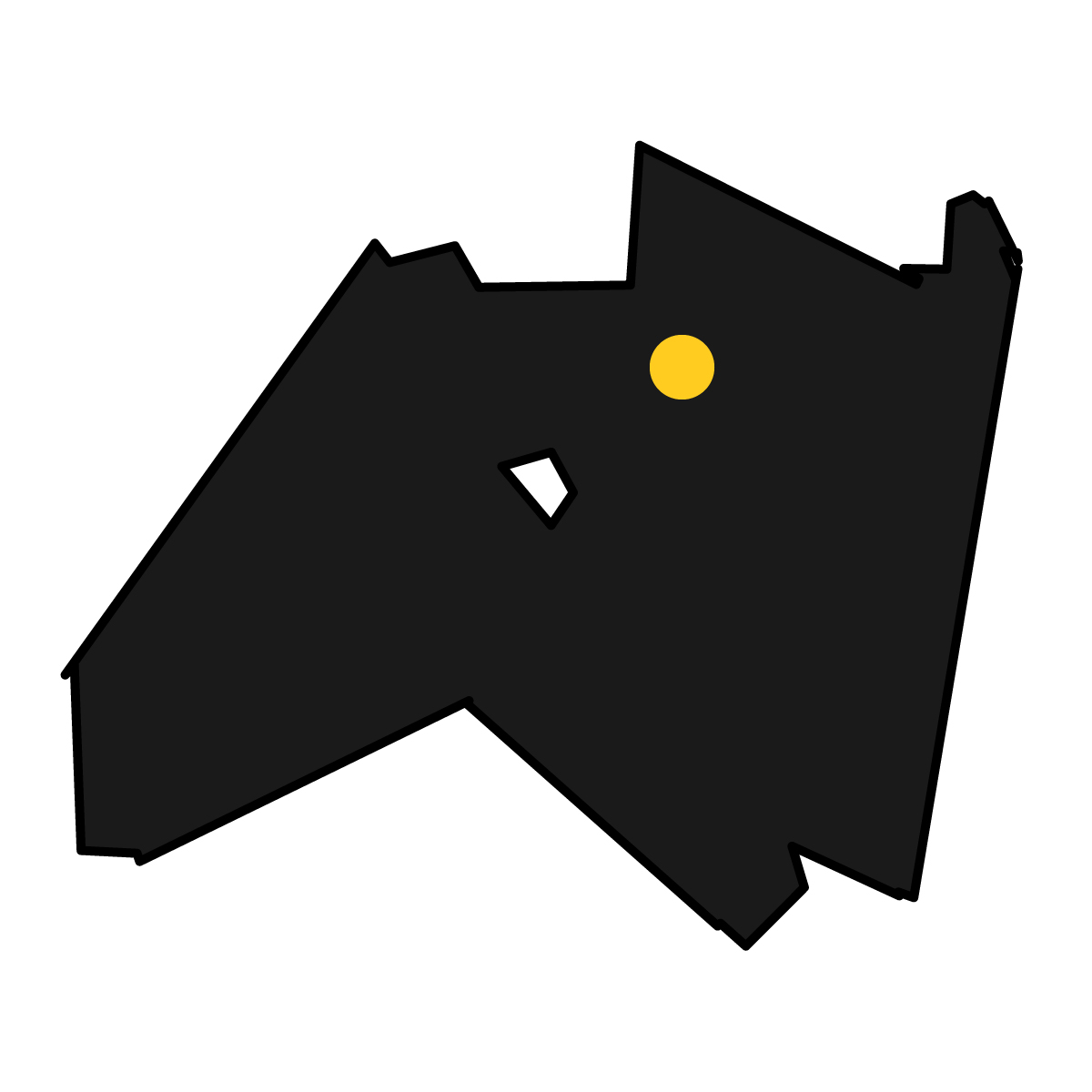 福島県の無料フリーイラスト｜簡易・県庁あり・単純化(黒)