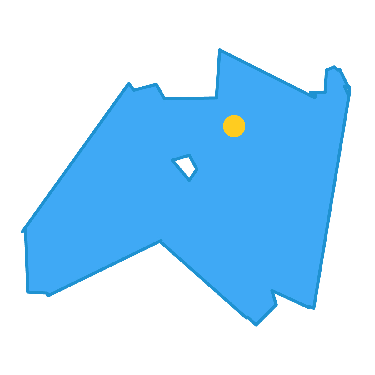 福島県の無料フリーイラスト|簡易・県庁あり・単純化(青)