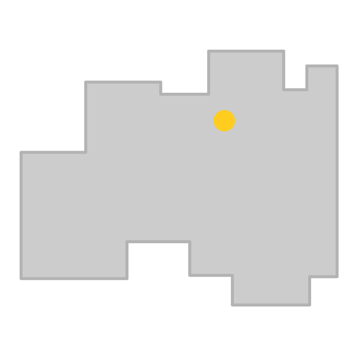 福島県の無料フリーイラスト|簡易・県庁あり・四角(グレー)
