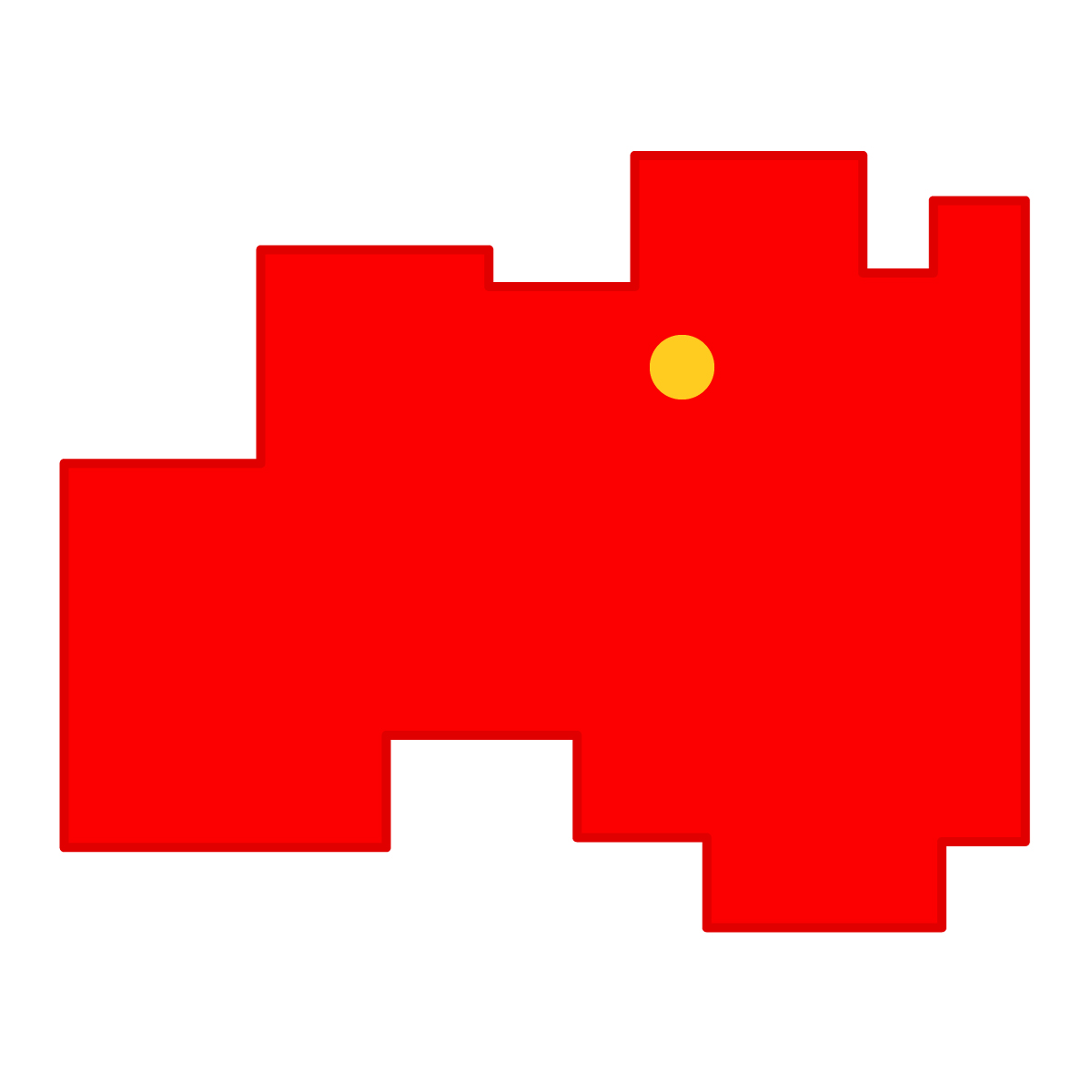 福島県の無料フリーイラスト｜簡易・県庁あり・四角(赤)