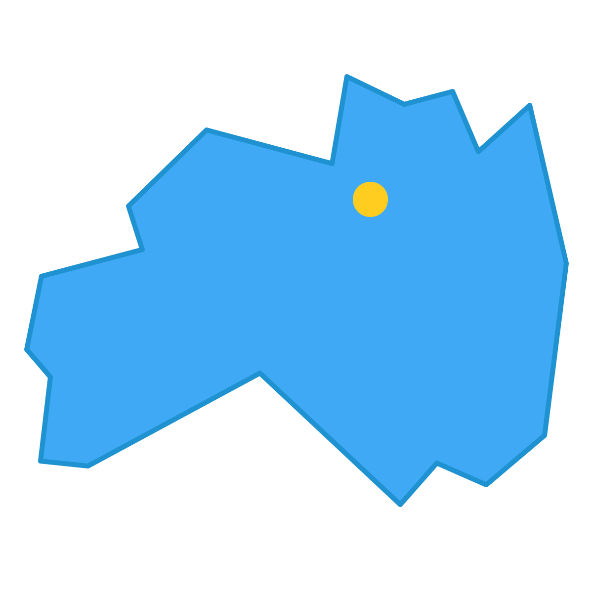 福島県の無料フリーイラスト|簡易・県庁あり・三角(青)