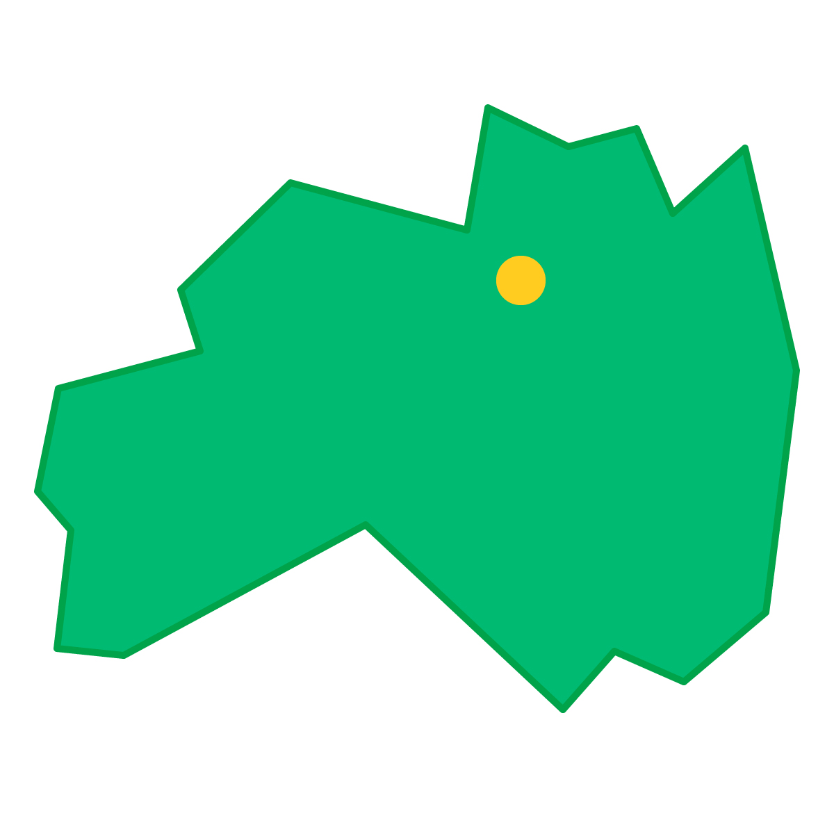 福島県の無料フリーイラスト|簡易・県庁あり・三角(緑)