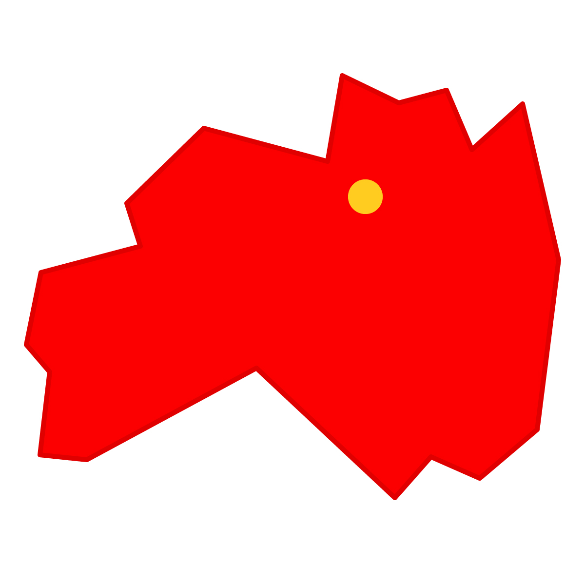 福島県の無料フリーイラスト｜簡易・県庁あり・三角(赤)