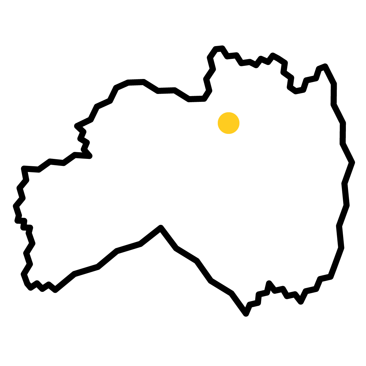 福島県の無料フリーイラスト｜簡易・県庁あり・ジグザグ(黒)