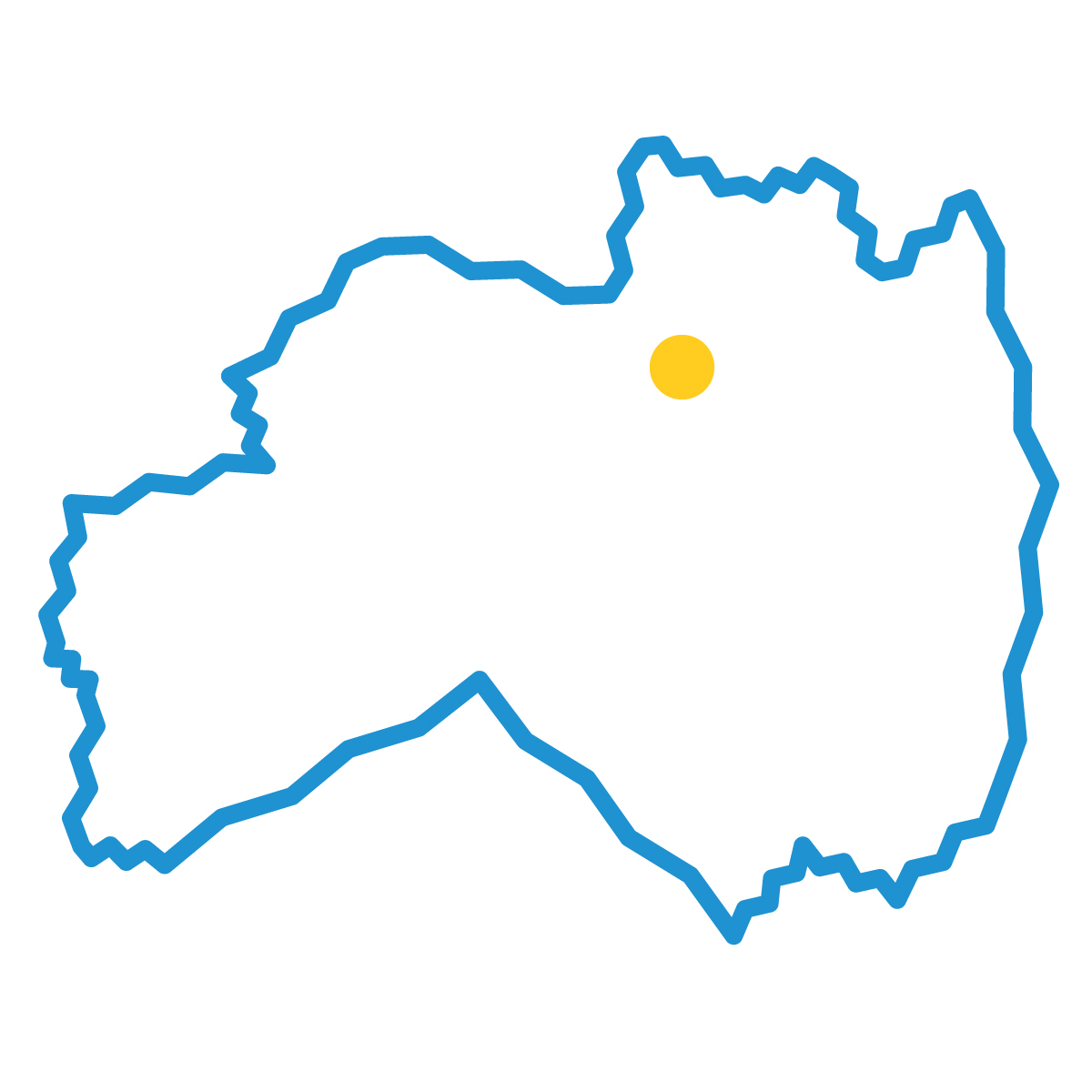 福島県の無料フリーイラスト｜簡易・県庁あり・ジグザグ(青)