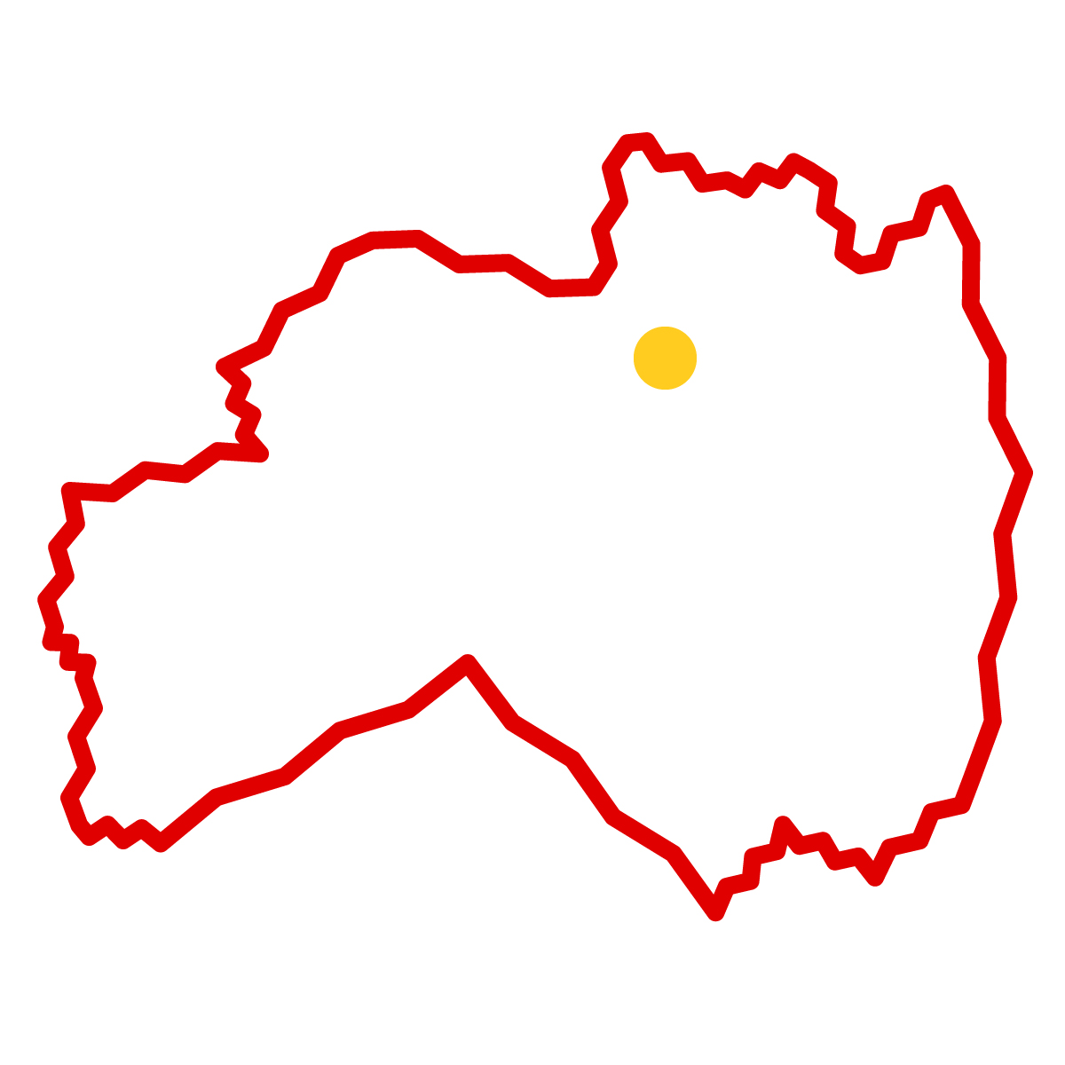 福島県の無料フリーイラスト|簡易・県庁あり・ジグザグ(赤)