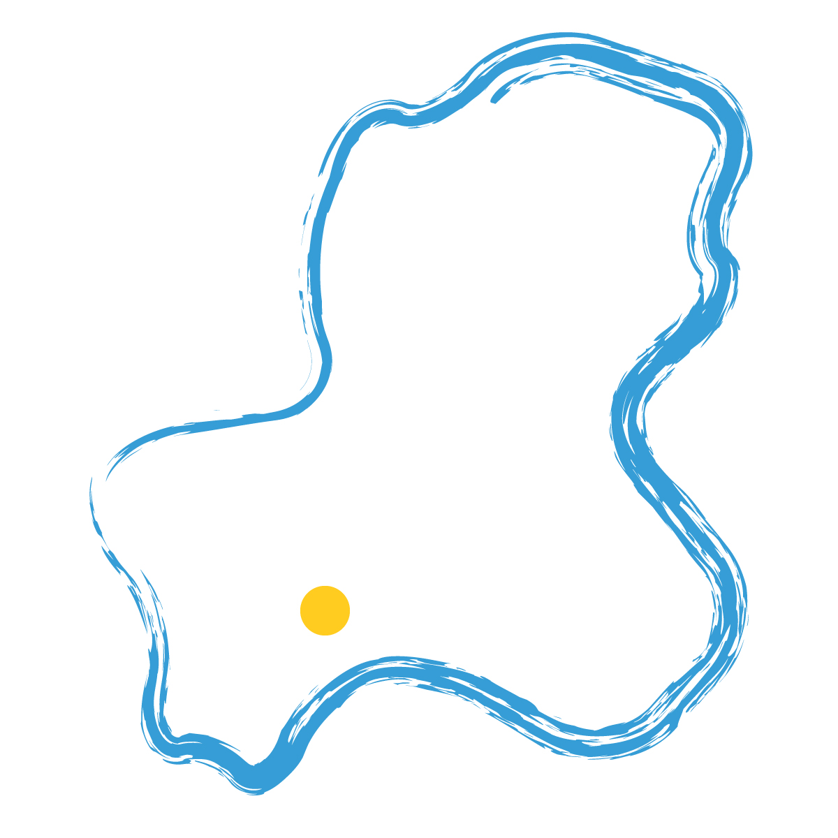 岐阜県の無料フリーイラスト|簡易・県庁あり・毛筆(青)