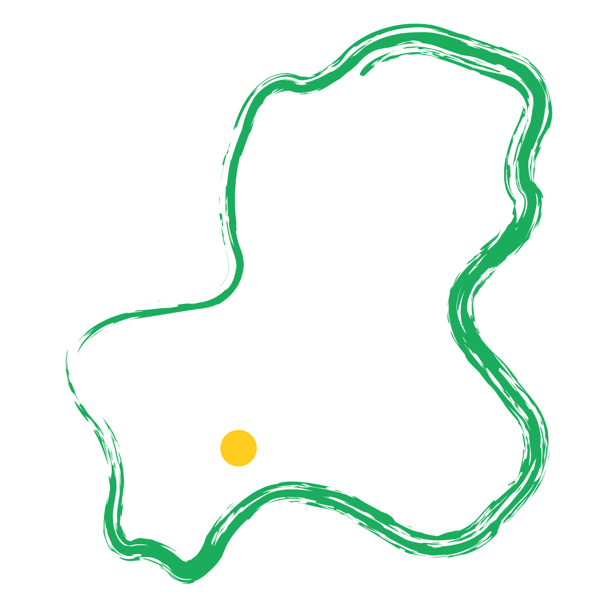 岐阜県の無料フリーイラスト｜簡易・県庁あり・毛筆(緑)