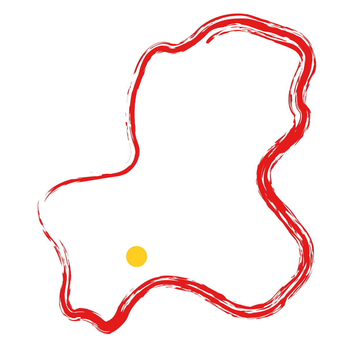 岐阜県の無料フリーイラスト|簡易・県庁あり・毛筆(赤)