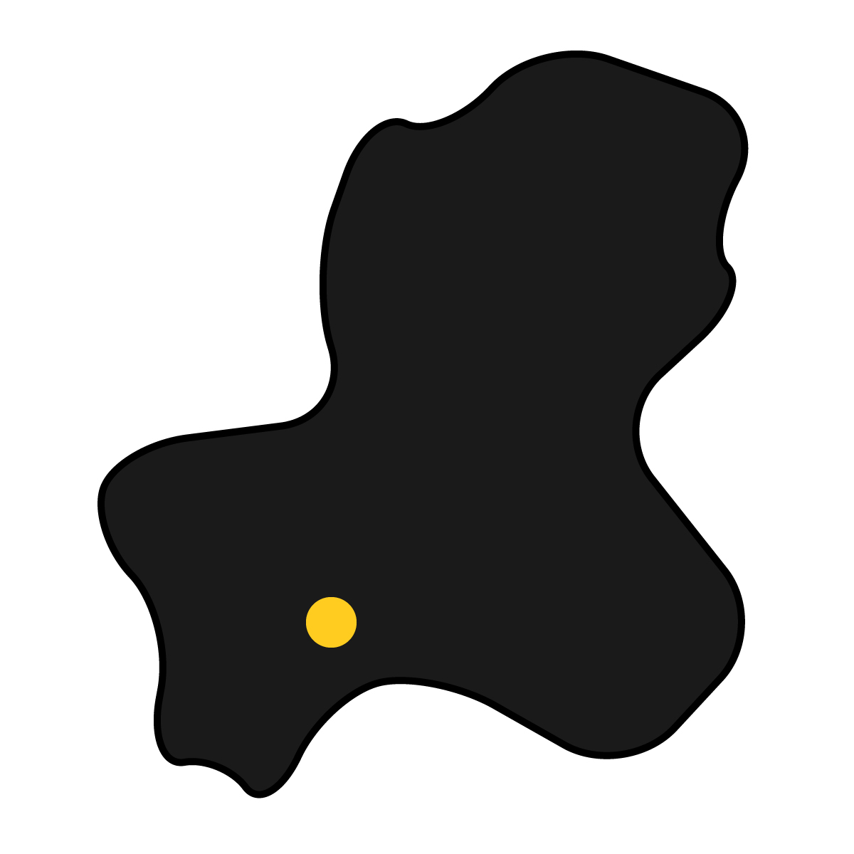 岐阜県の無料フリーイラスト|簡易・県庁あり・曲線(黒)