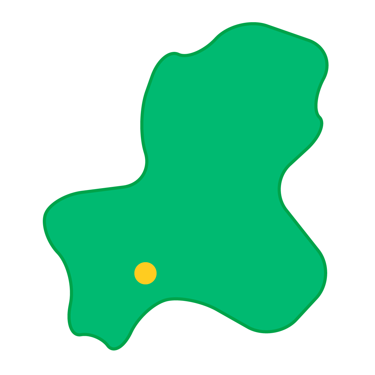 岐阜県の無料フリーイラスト｜簡易・県庁あり・曲線(緑)