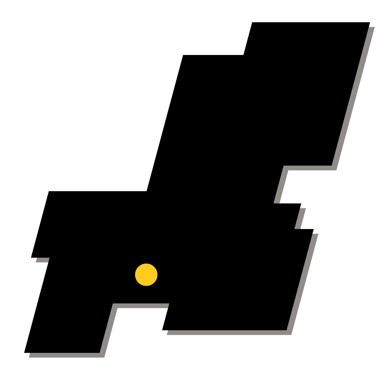 岐阜県の無料フリーイラスト|簡易・県庁あり・四角斜め(黒)