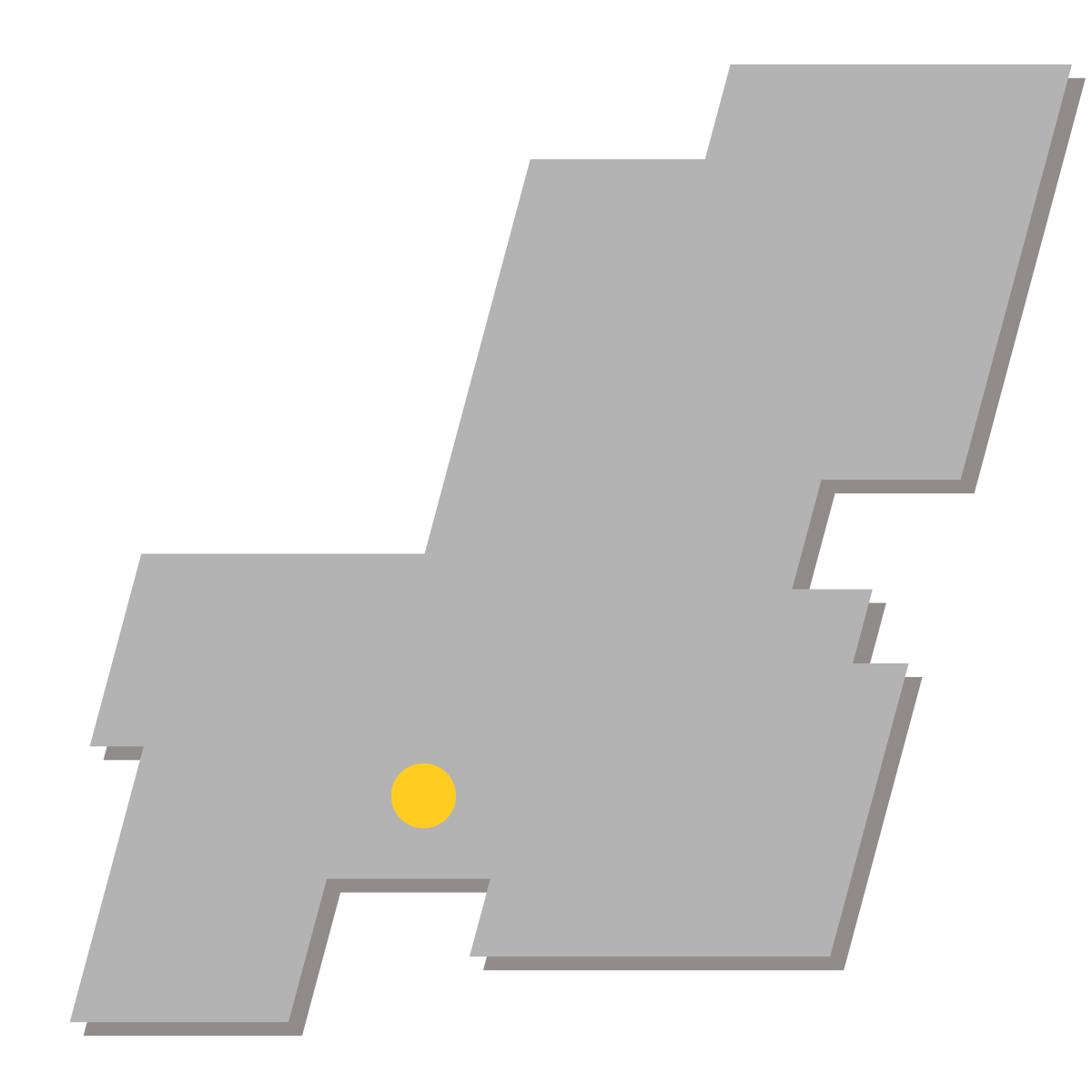 岐阜県の無料フリーイラスト|簡易・県庁あり・四角斜め(グレー)