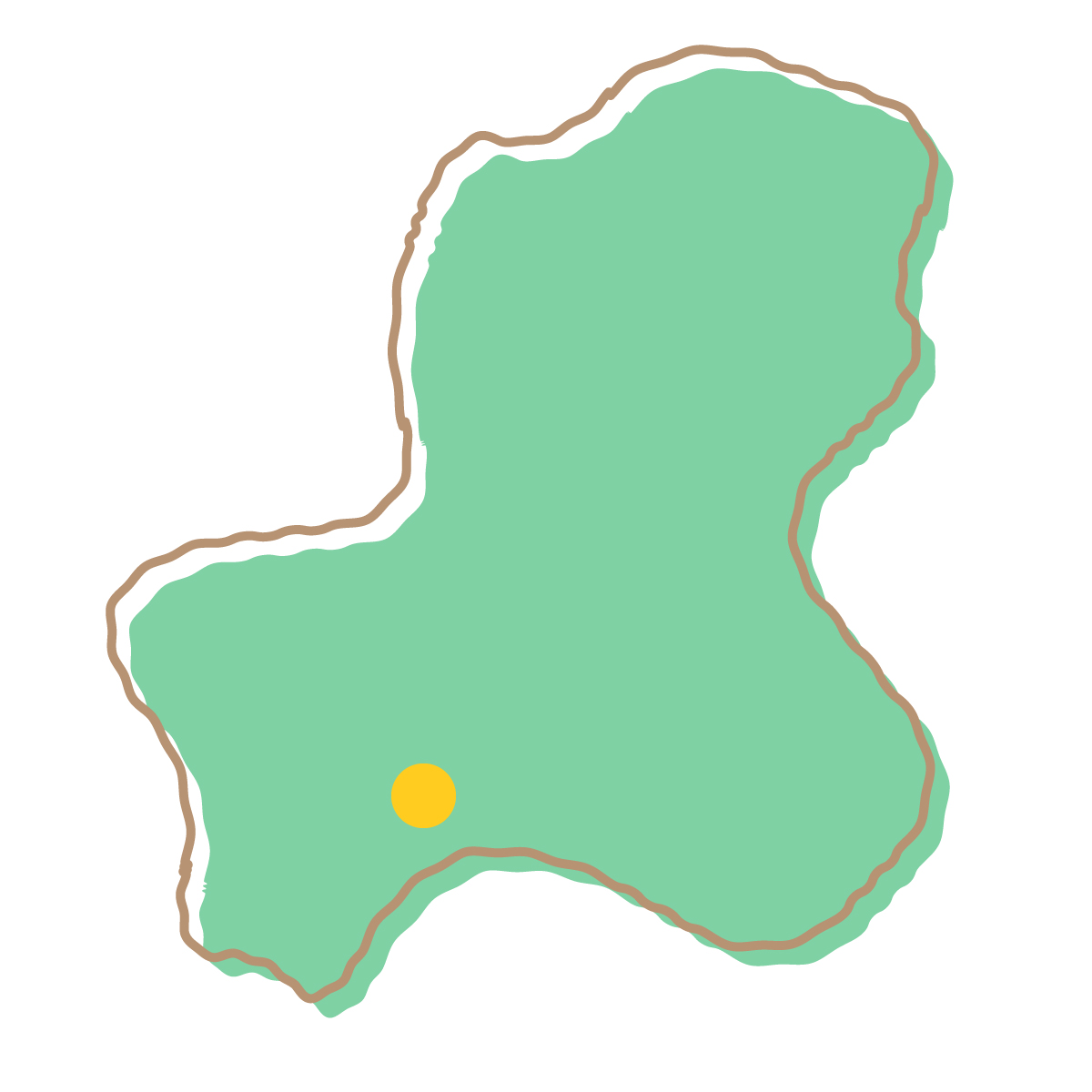 岐阜県の無料フリーイラスト｜簡易・県庁あり・イラスト風(緑)