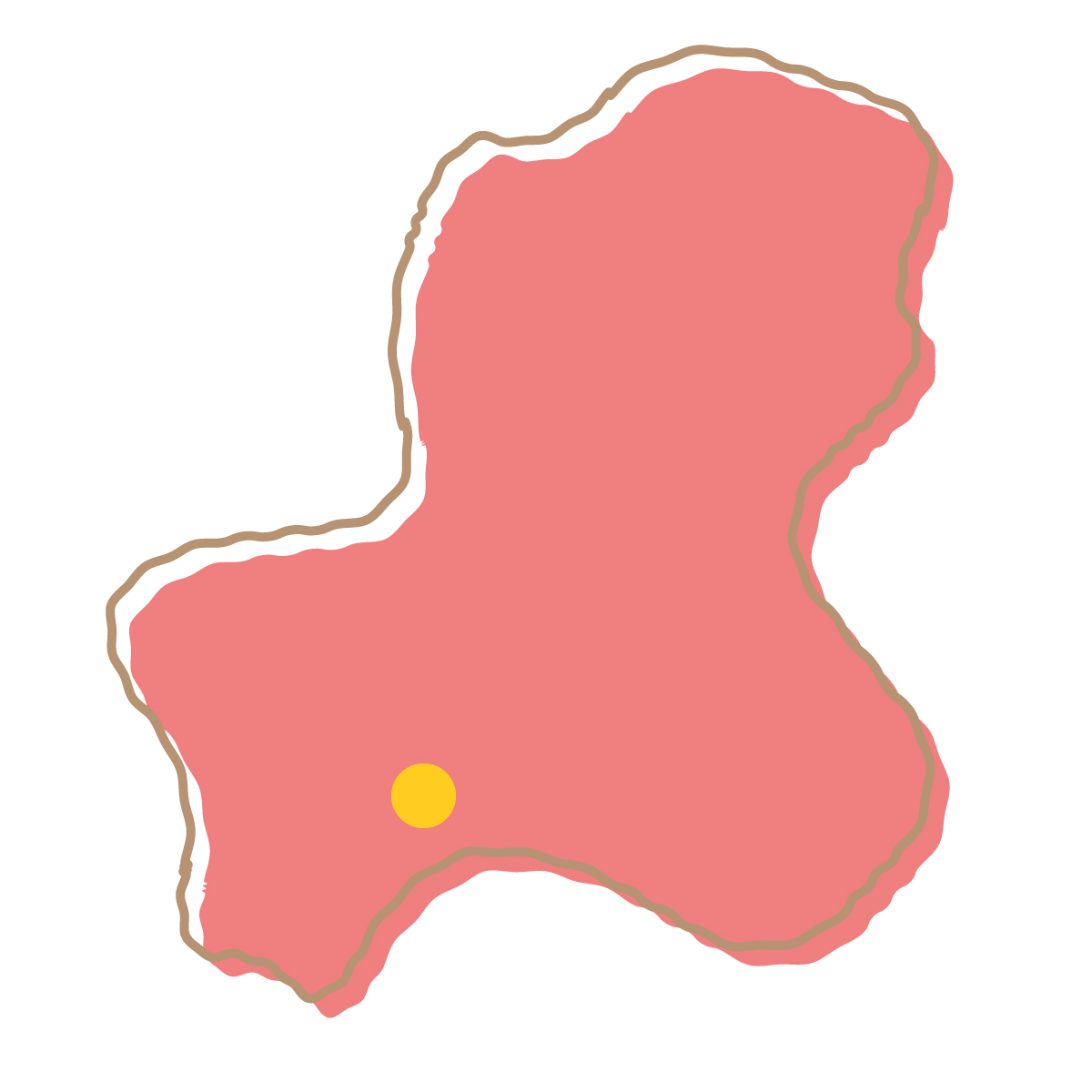 岐阜県の無料フリーイラスト｜簡易・県庁あり・イラスト風(赤)