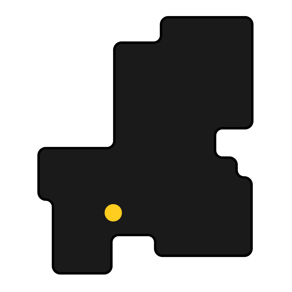 岐阜県の無料フリーイラスト｜簡易・県庁あり・角丸(黒)