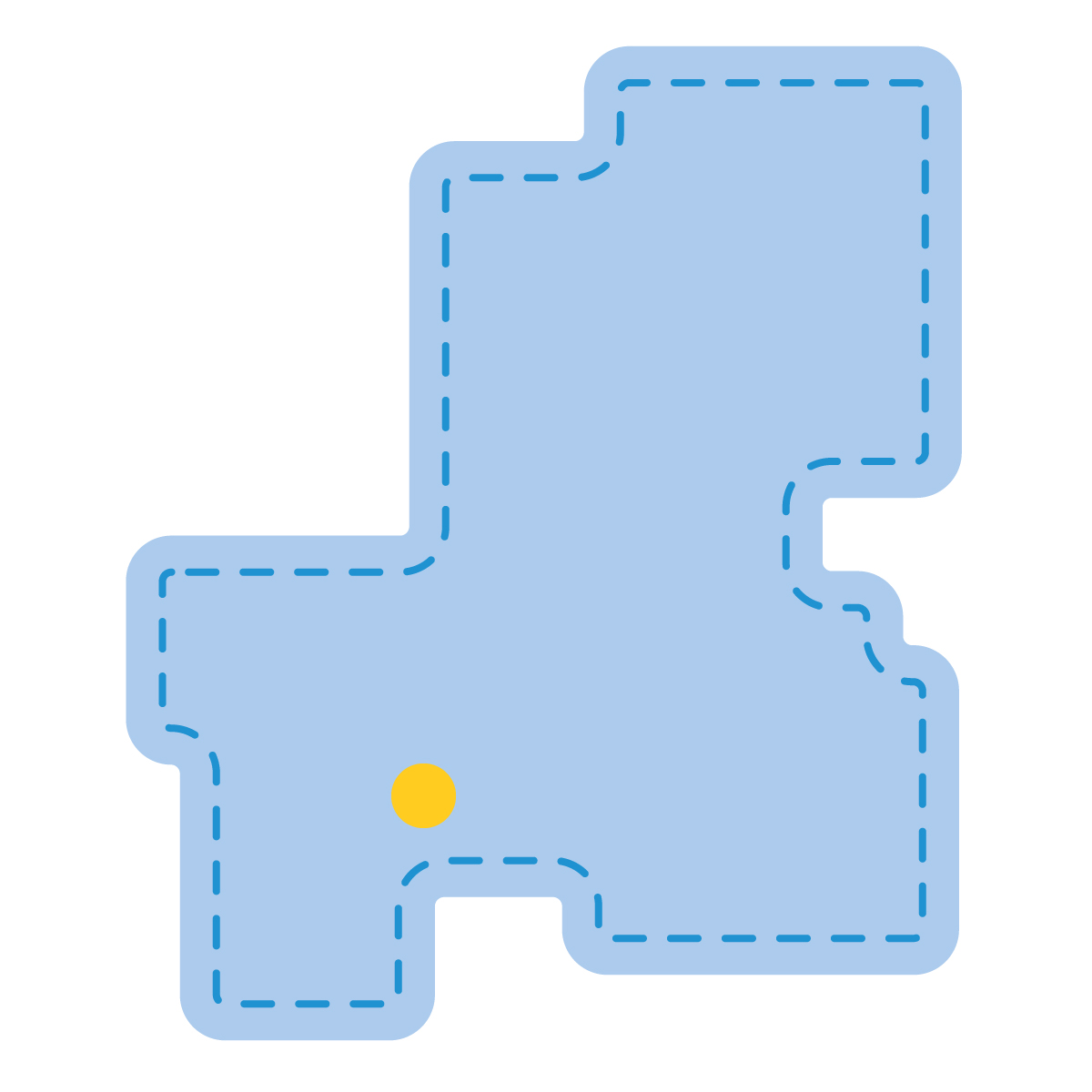 岐阜県の無料フリーイラスト|簡易・県庁あり・角丸ステッチ(青)