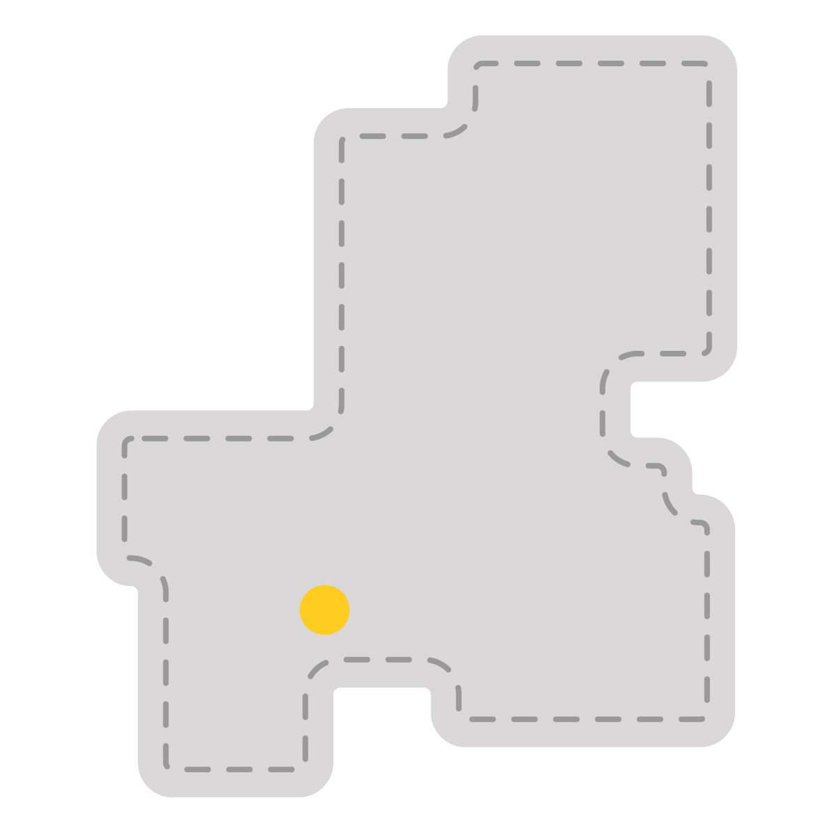 岐阜県の無料フリーイラスト|簡易・県庁あり・角丸ステッチ(グレー)