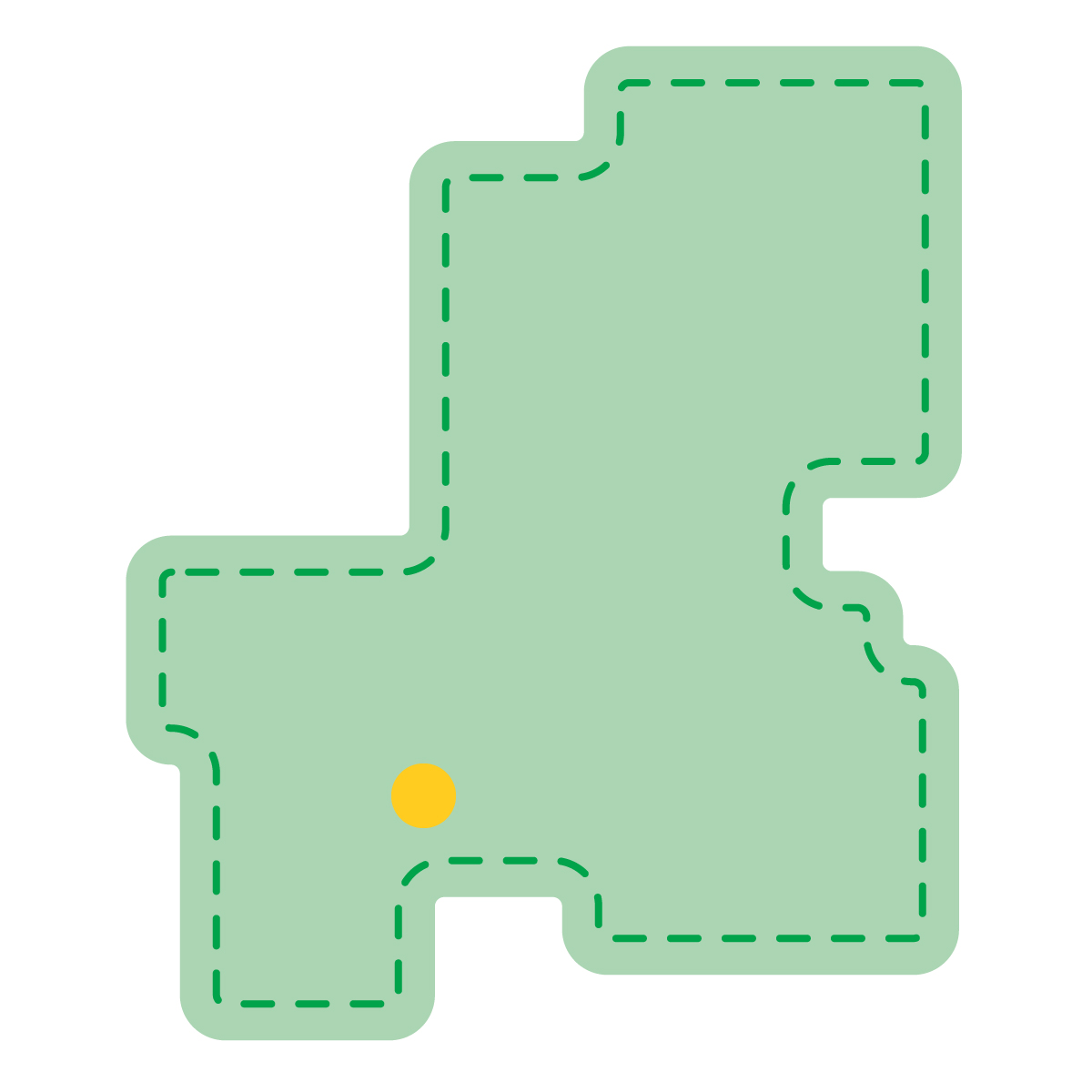 岐阜県の無料フリーイラスト｜簡易・県庁あり・角丸ステッチ(緑)