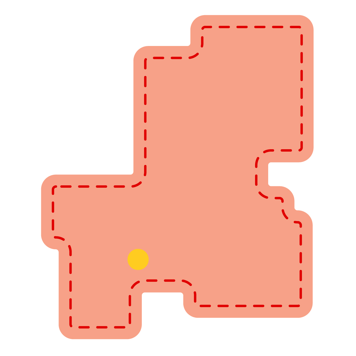 岐阜県の無料フリーイラスト｜簡易・県庁あり・角丸ステッチ(赤)
