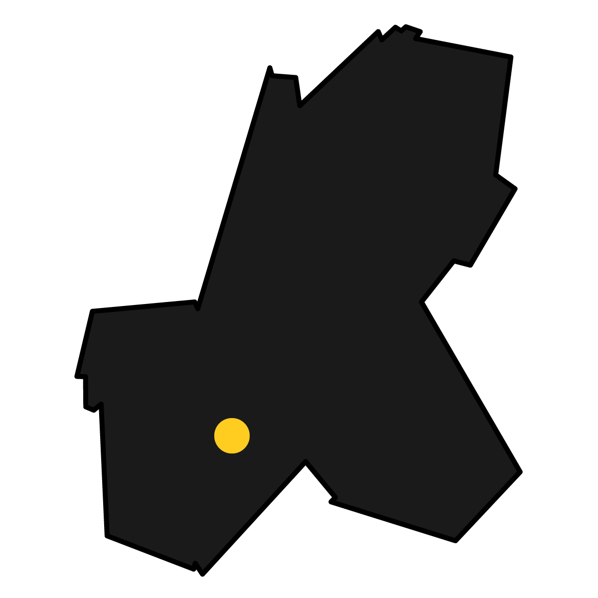 岐阜県の無料フリーイラスト｜簡易・県庁あり・単純化(黒)
