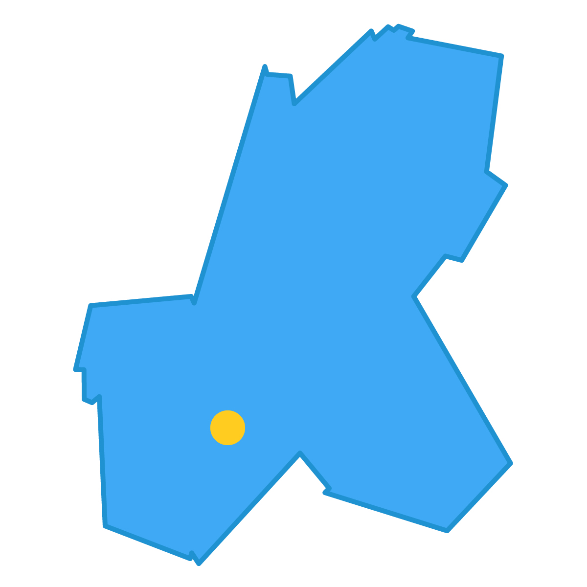 岐阜県の無料フリーイラスト｜簡易・県庁あり・単純化(青)