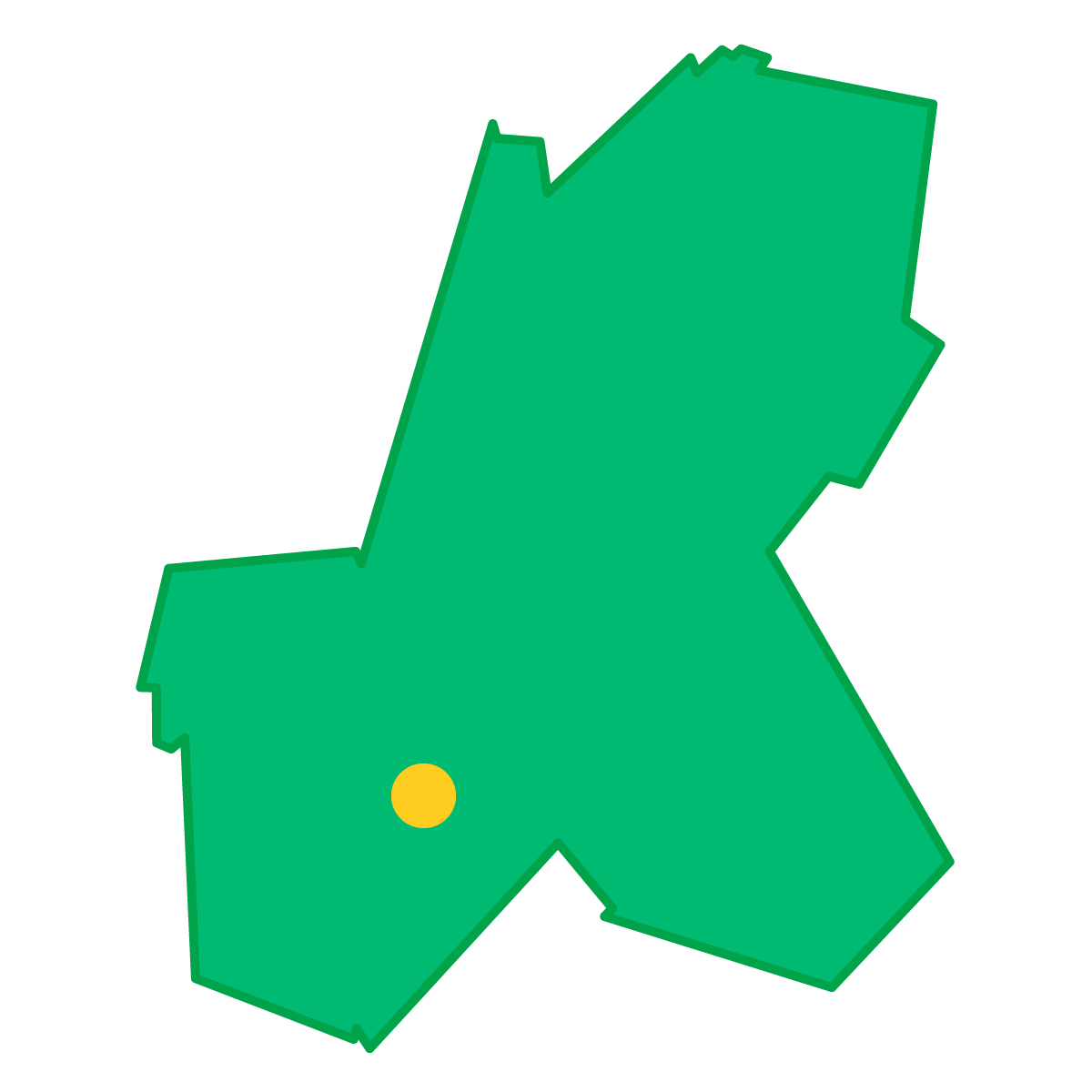 岐阜県の無料フリーイラスト|簡易・県庁あり・単純化(緑)