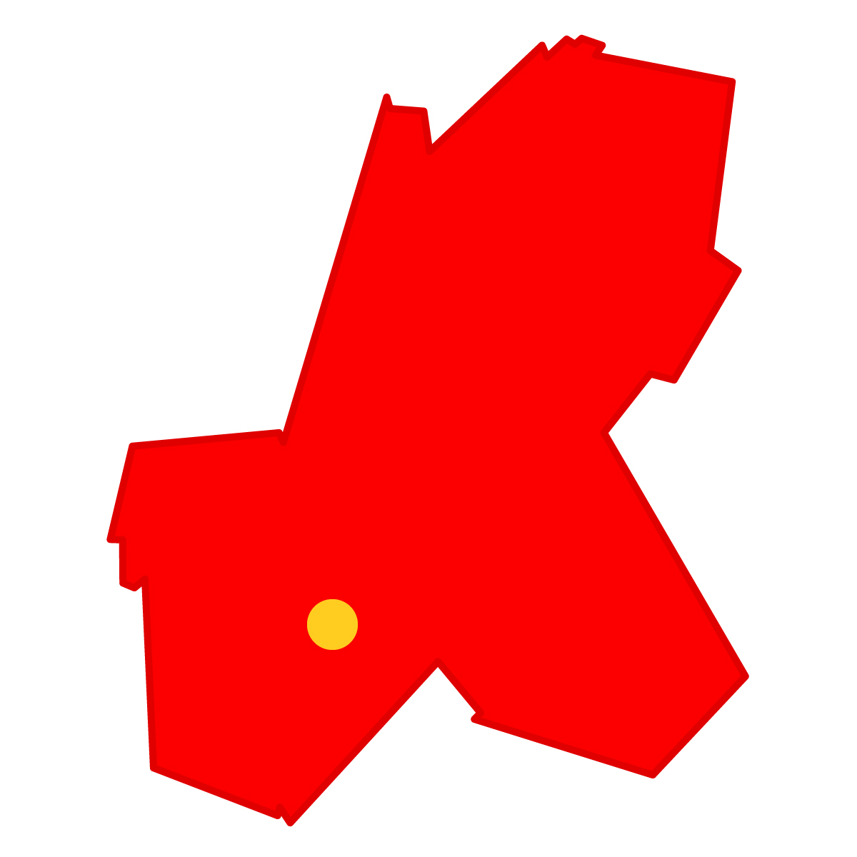 岐阜県の無料フリーイラスト|簡易・県庁あり・単純化(赤)