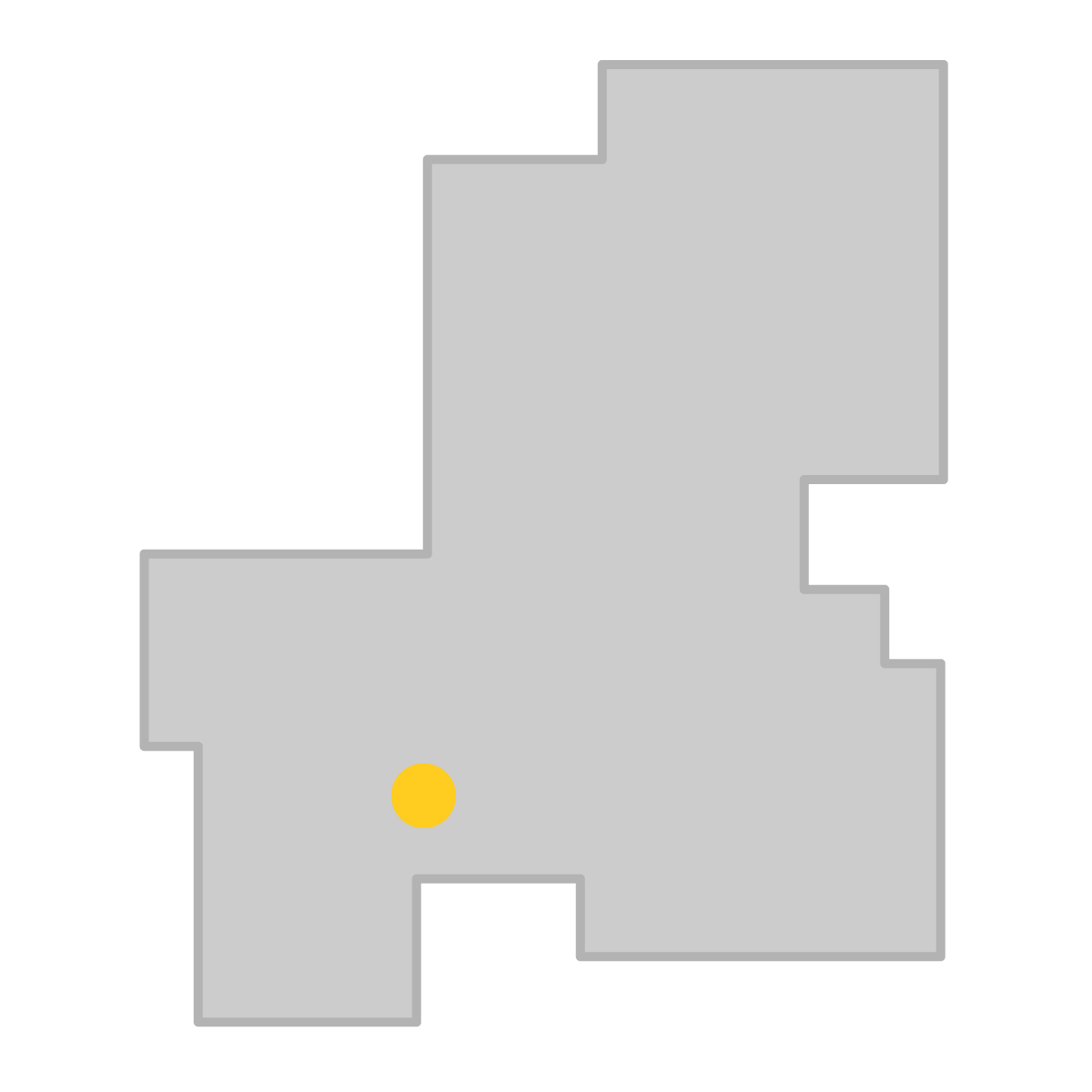 岐阜県の無料フリーイラスト｜簡易・県庁あり・四角(グレー)