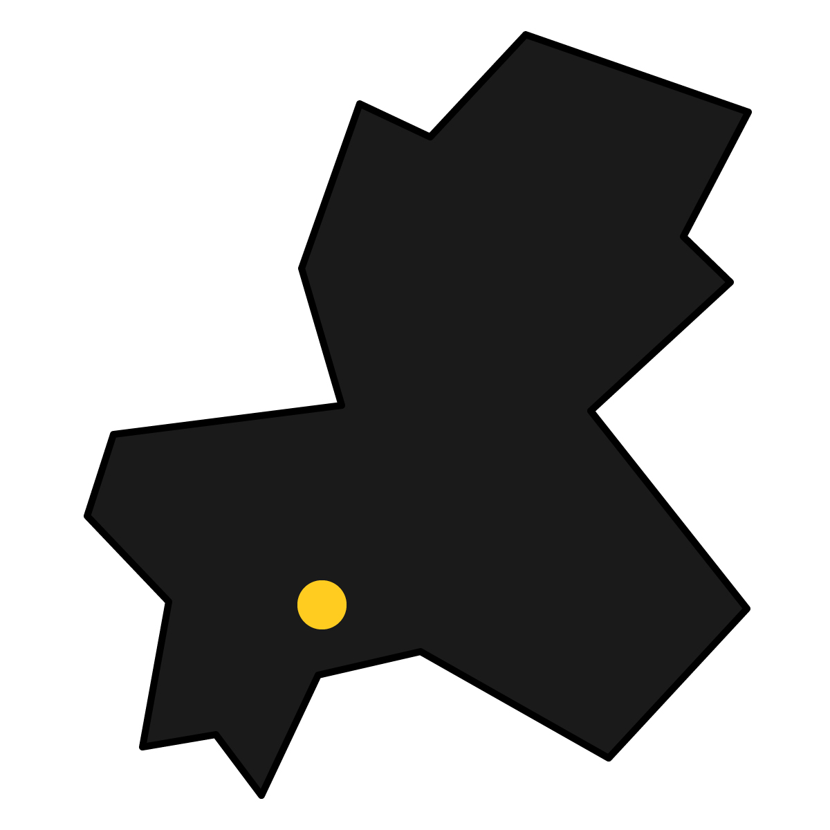 岐阜県の無料フリーイラスト｜簡易・県庁あり・三角(黒)