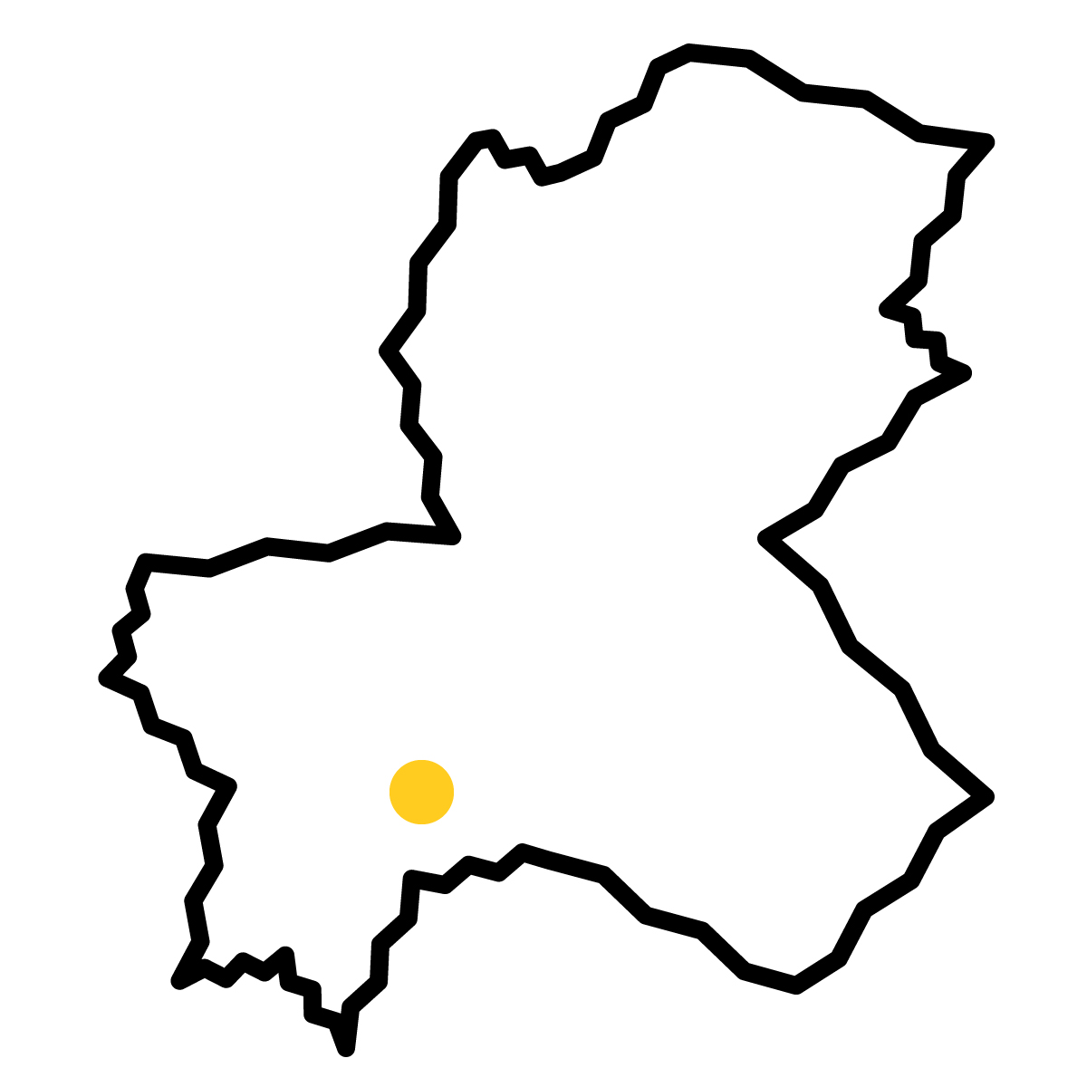 岐阜県の無料フリーイラスト｜簡易・県庁あり・ジグザグ(黒)