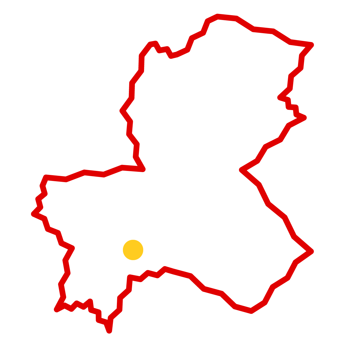 岐阜県の無料フリーイラスト|簡易・県庁あり・ジグザグ(赤)