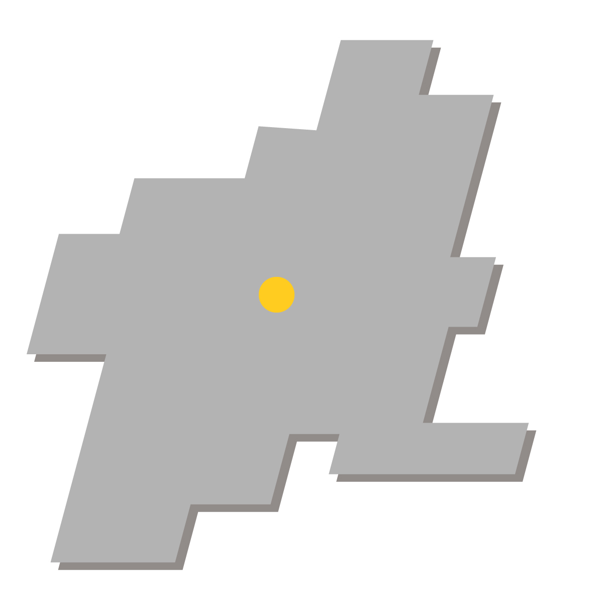 群馬県の無料フリーイラスト｜簡易・県庁あり・四角斜め(グレー)