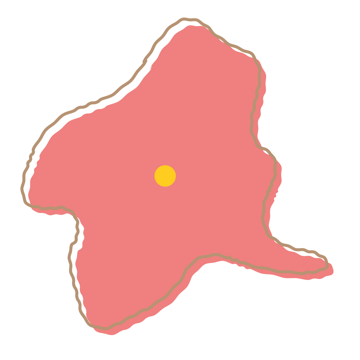 群馬県の無料フリーイラスト|簡易・県庁あり・イラスト風(赤)