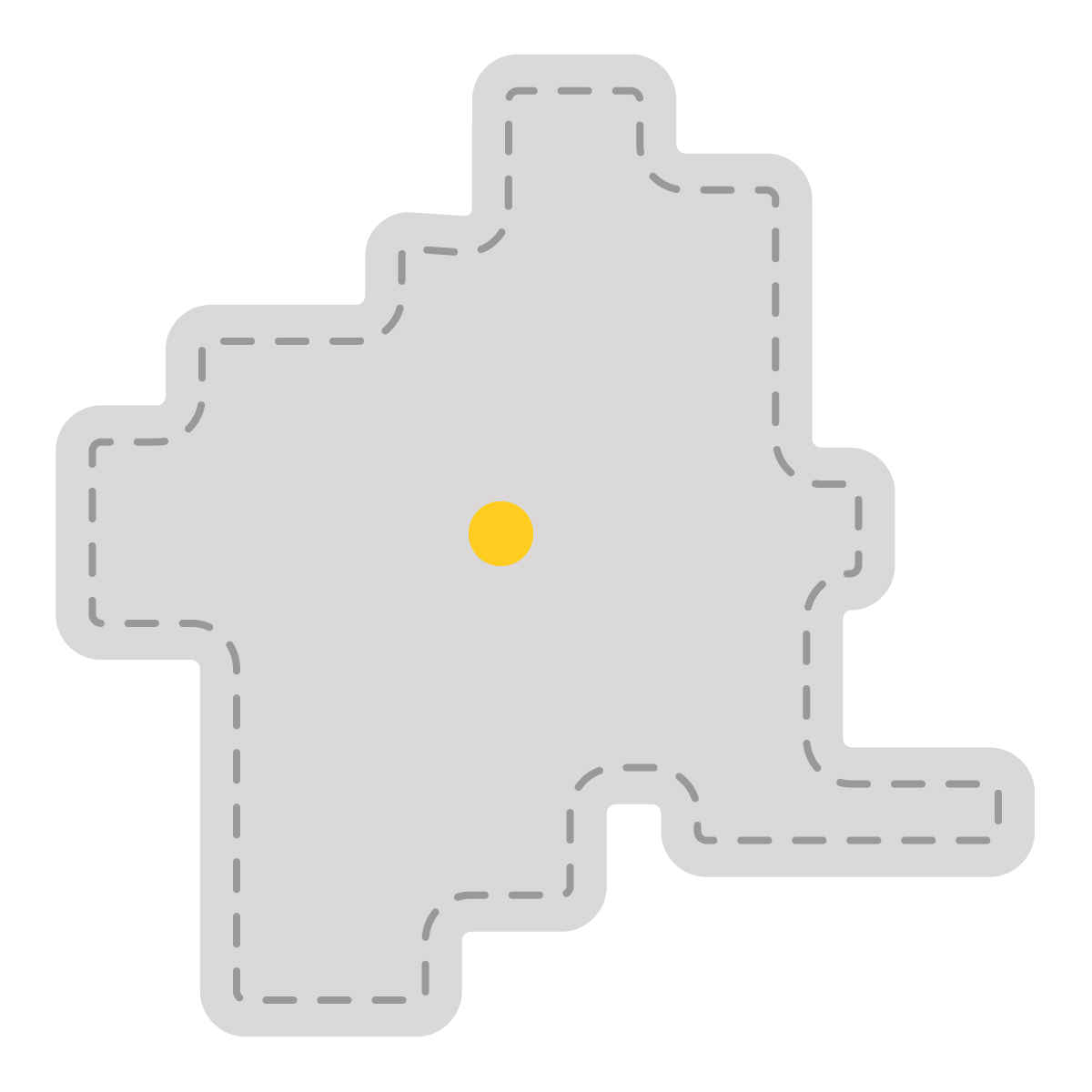 群馬県の無料フリーイラスト|簡易・県庁あり・角丸ステッチ(グレー)