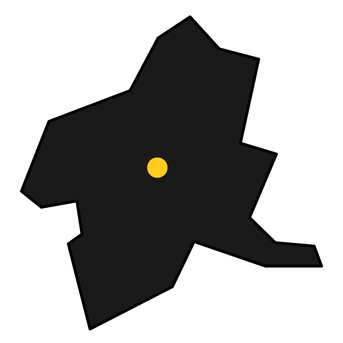 群馬県の無料フリーイラスト|簡易・県庁あり・三角(黒)