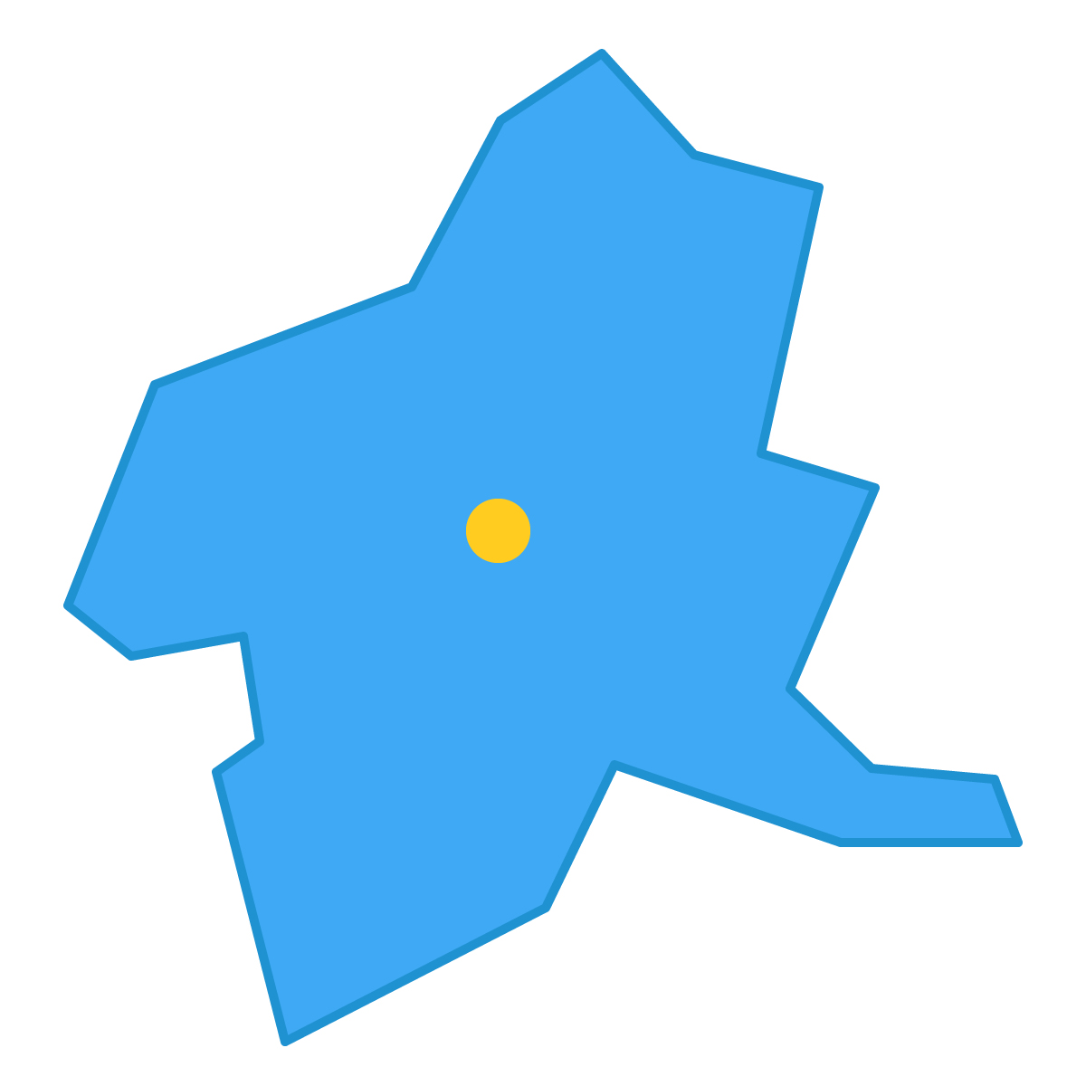 群馬県の無料フリーイラスト｜簡易・県庁あり・三角(青)