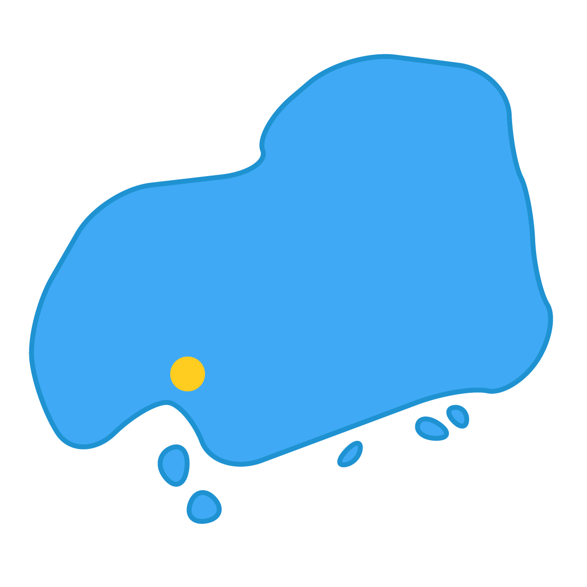広島県の無料フリーイラスト|簡易・県庁あり・曲線(青)