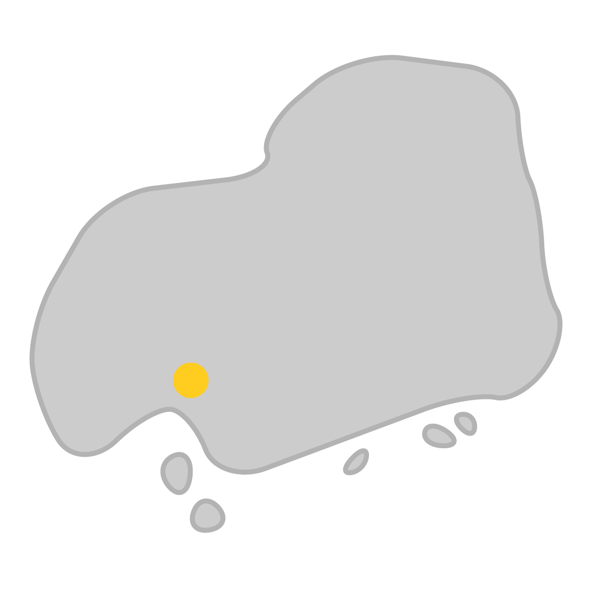 広島県の無料フリーイラスト｜簡易・県庁あり・曲線(グレー)