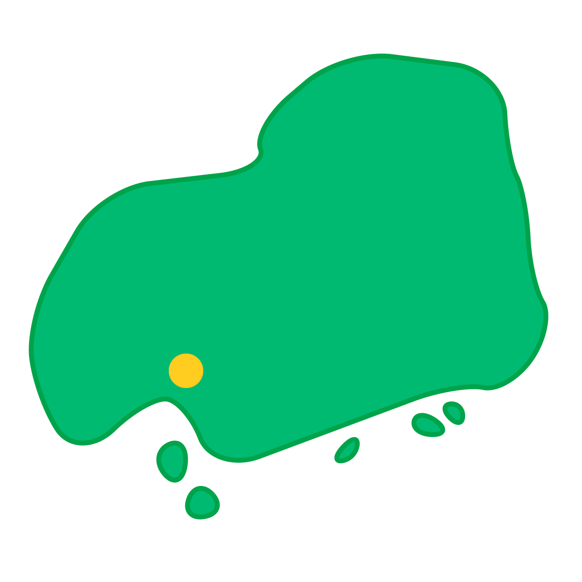 広島県の無料フリーイラスト|簡易・県庁あり・曲線(緑)