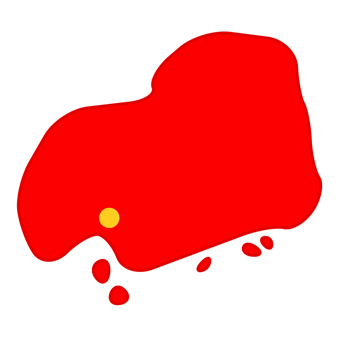 広島県の無料フリーイラスト｜簡易・県庁あり・曲線(赤)