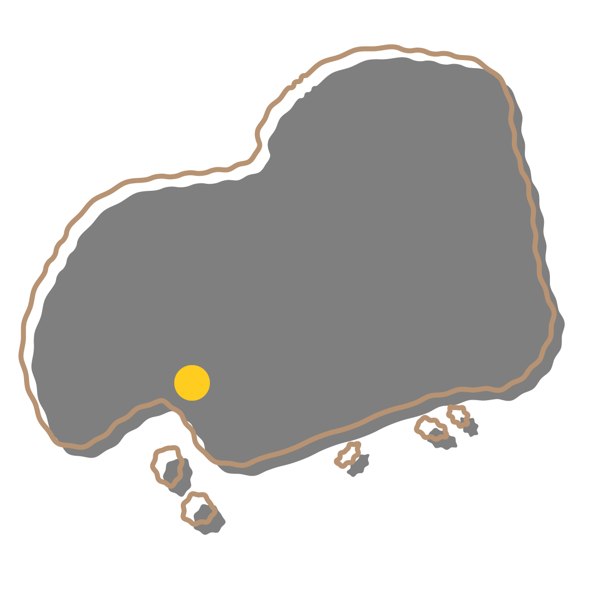 広島県の無料フリーイラスト｜簡易・県庁あり・イラスト風(黒)