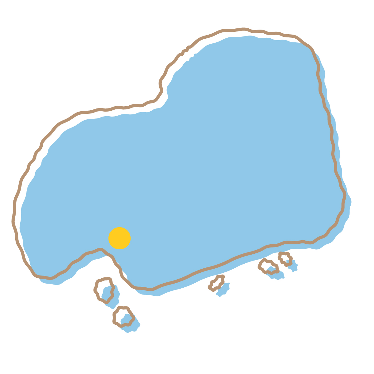 広島県の無料フリーイラスト｜簡易・県庁あり・イラスト風(青)